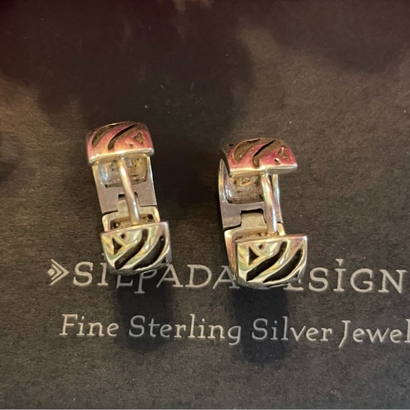 Silpada Scroll Sterling Silver Hoop Earrings P1735 - Picture 8 of 15